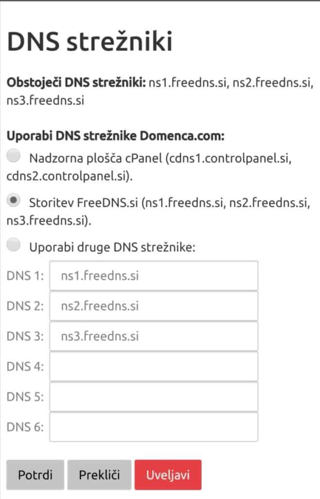 DNS strežniki pri domeni - Kako izdelati WordPress Blog?